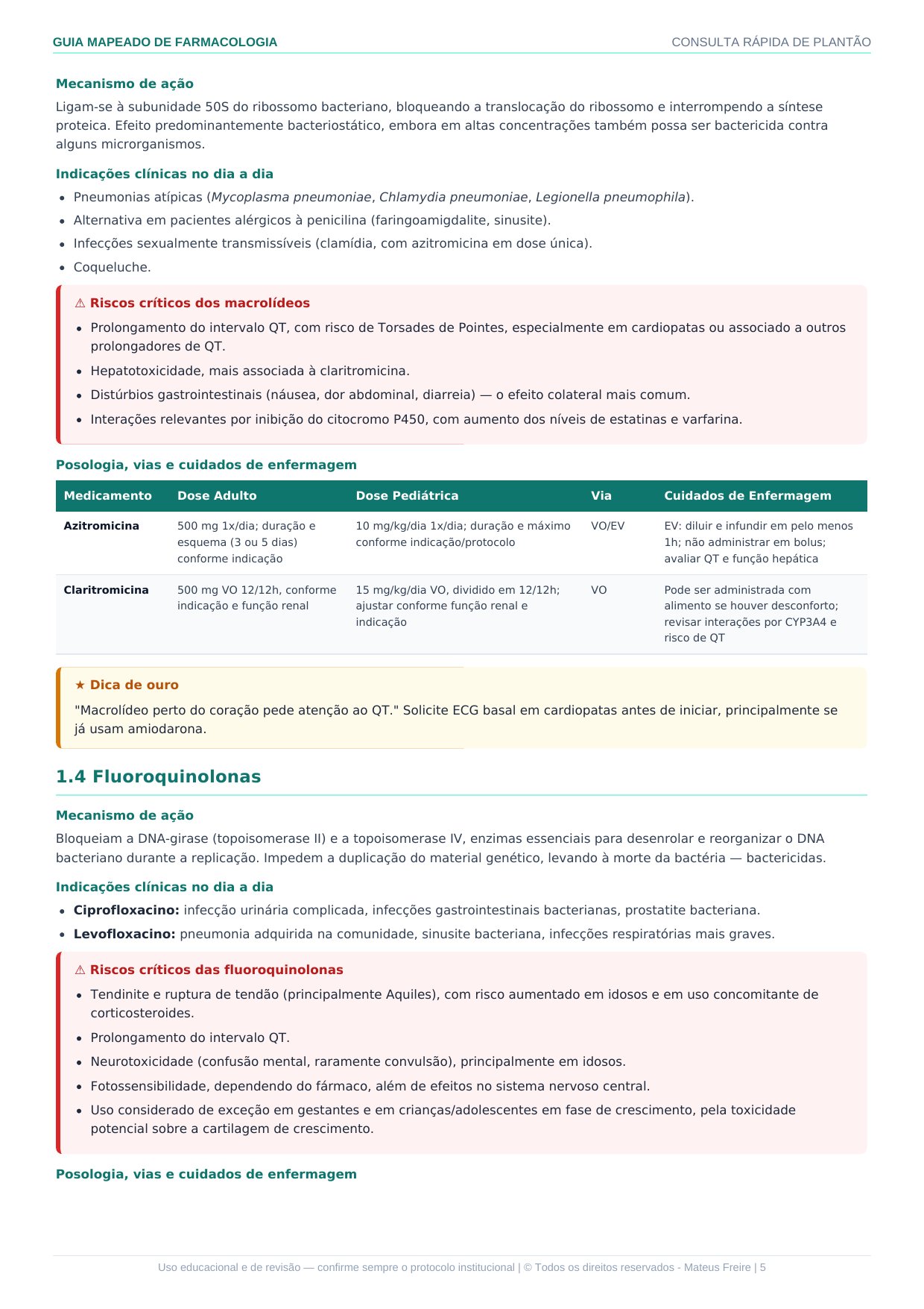 Página real do Guia Mapeado — Farmacologia Clínica no Plantão: macrolídeos e fluoroquinolonas